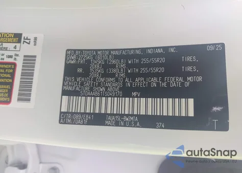 2026 Lexus Tx 350 Premium из США, поврежденный, VIN 5TDAAAB61TS049170